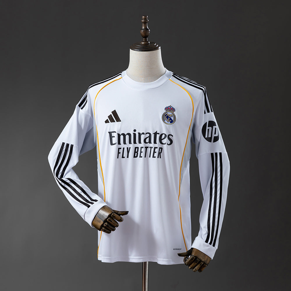 Real Madrid Home 2025/26 - Versão Torcedor (Manga Longa)