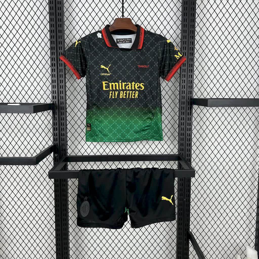 AC Milan Co-Branded Black 2025/26 - Kit Infantil
